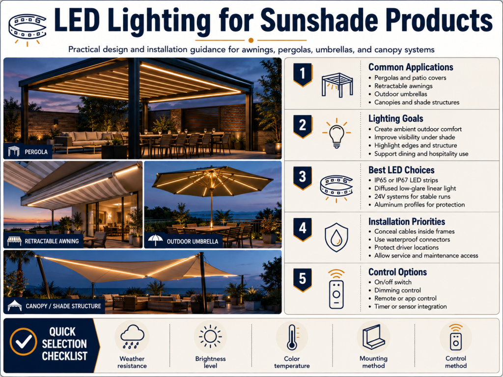 LED Lighting for Sunshade Products