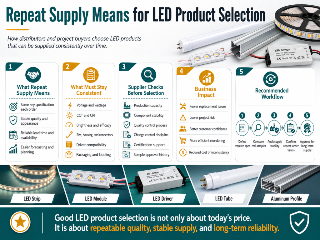 Repeat Supply Means for LED Product Selection - Custom LED Lighting & OEM LED Modules Supplier Repeat Supply Means for LED Product Selection