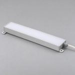 Complete rigid LED light bar with two mounting ears, opal diffuser and protected right-end cable
