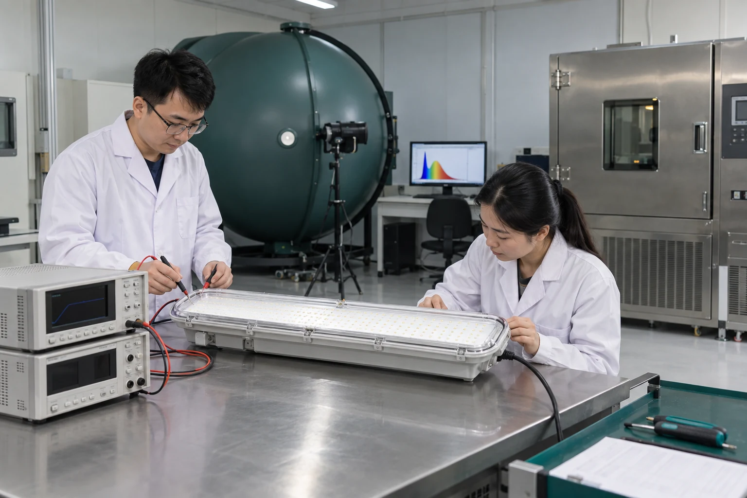 Chinese lighting laboratory testing an agricultural LED fixture