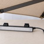 Complete unbranded patio umbrella LED light concept with matching mounting and protected connection parts