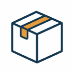 Isometric illustration of a taped cardboard box