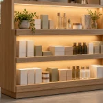 Retail display fixture with concealed shelf lights and merchandise