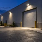 Warehouse loading approach with complete building-mounted floodlights