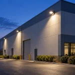 Commercial exterior floodlights with service access below