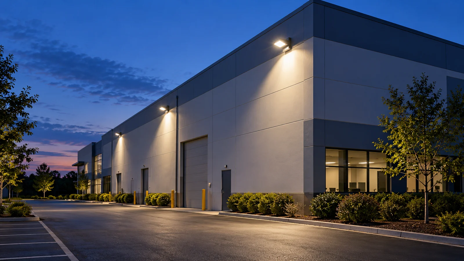 Commercial exterior floodlights with service access below