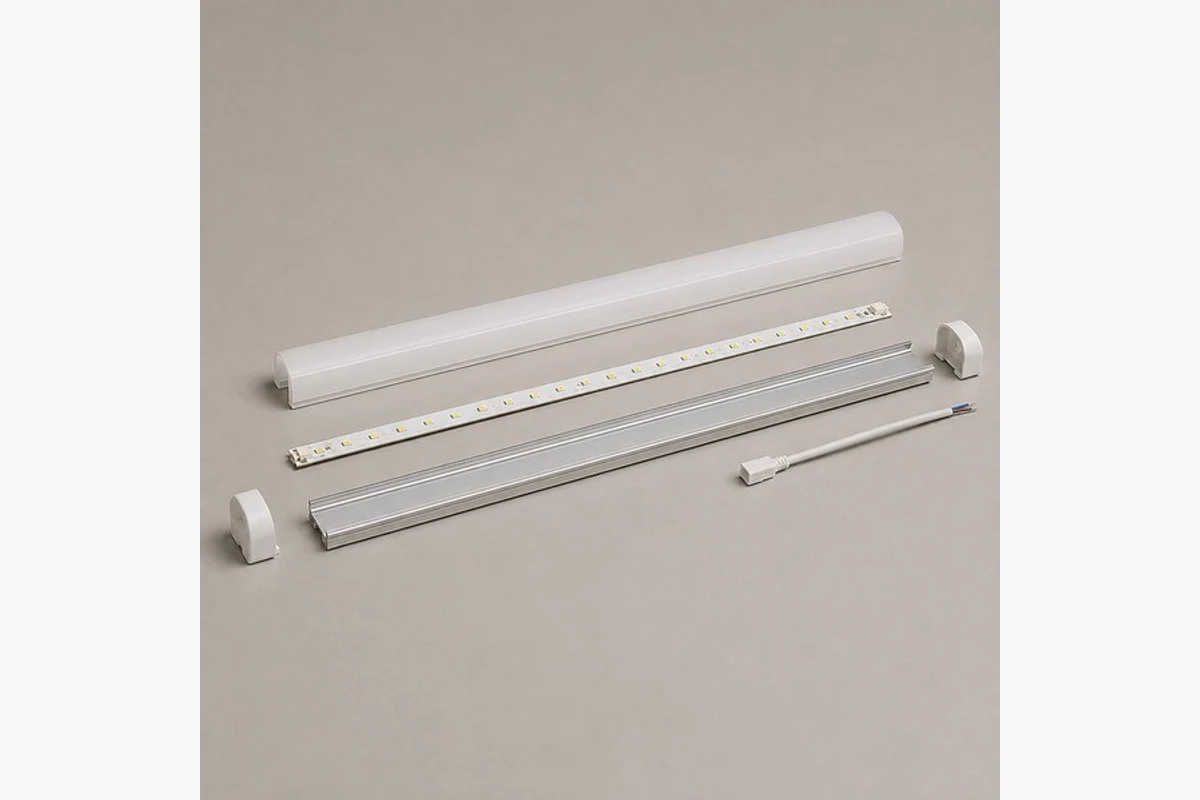 b27-t06272-b02-20261022 - Custom LED Lighting & OEM LED Modules Supplier Unpowered linear-light assembly showing separate optical cover and supporting carrier