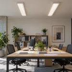 Covered ceiling fittings above a defined office work area