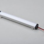 Growth chamber lighting concept showing an enclosed LED bar with diffuser and mounting ears
