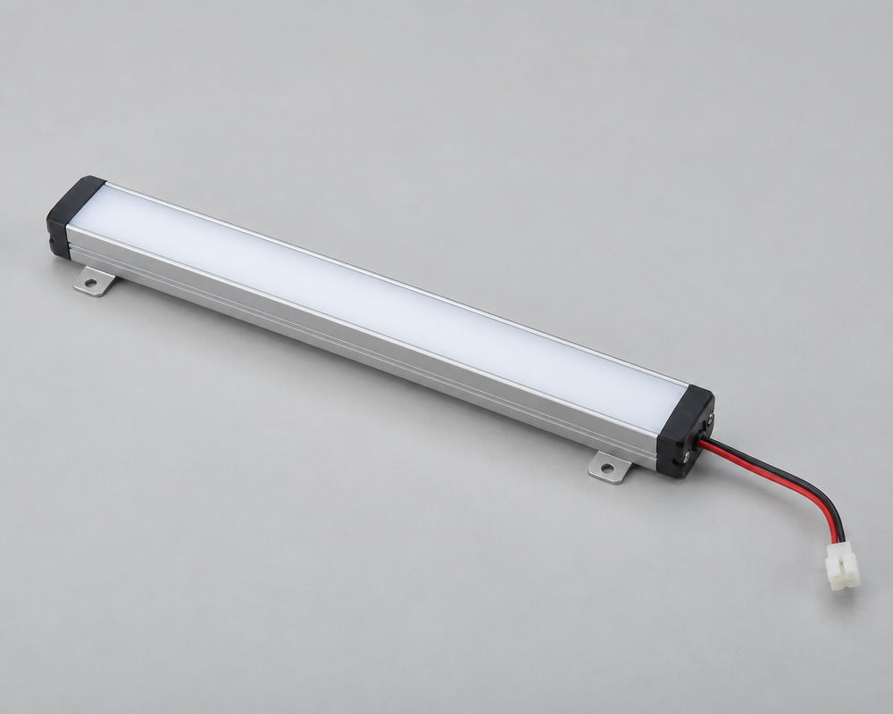 Growth chamber lighting concept showing an enclosed LED bar with diffuser and mounting ears